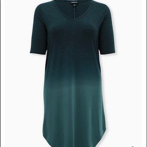 SUPER SOFT KNIT PINE GREEN OMBRE T-SHIRT DRESS